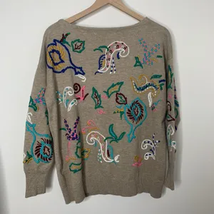 Anthropologie Embroidered Sweater Skirt Set Womens Medium thumbnail 5