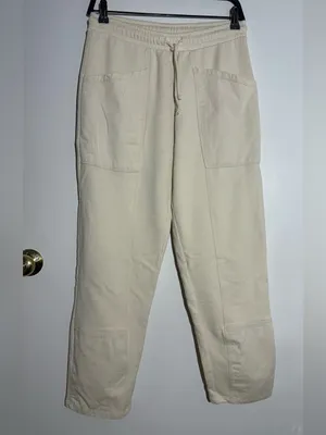 Zara Wide Leg Drawstring Pants - Cream thumbnail 4