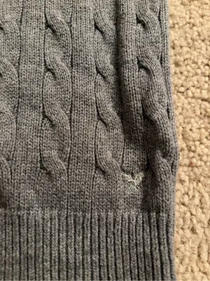 American Eagle y2k 90s 2000s grey long sleeve cable knit sweater size small thumbnail 14