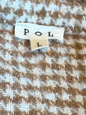 POL Pieced Houndstooth Panel Shacket Mocha Multi Patch Relaxed Fit Size Large thumbnail 3