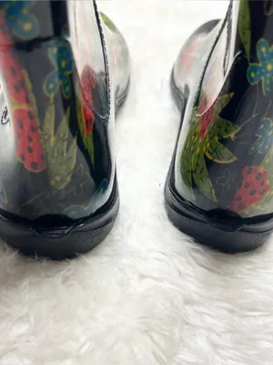 SLOGGERS Black Red & Green Floral Rain & Garden Waterproof Ankle Boots Size 9 thumbnail 10