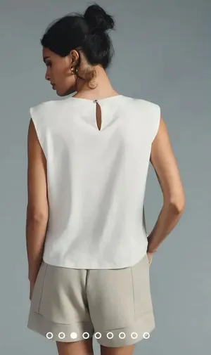 By‎ Anthropologie Women's Small White Keyhole Back Structured Sleeveless Top thumbnail 1