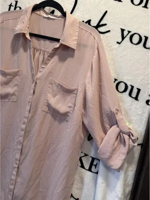 Maurices Button-Down Blouse Adjustable Long Sleeves Pink Plus Size XXL thumbnail 4
