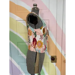 Paper Heart Linen Blend Tie Front Vest Pink Tropical Fruit Print Small thumbnail 3