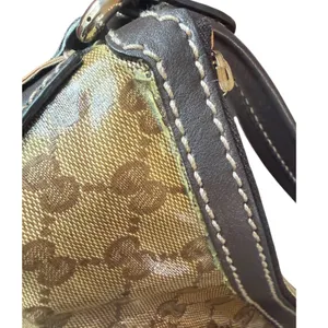 Gucci GG Crystal Mix Hobo Bag Brown Monogram Coated Canvas Leather Shoulder thumbnail 10