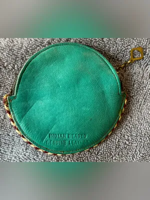 Vintage Genuine Leather Beaded Souvenir Collectible Indiana Beach Coin Purse thumbnail 2