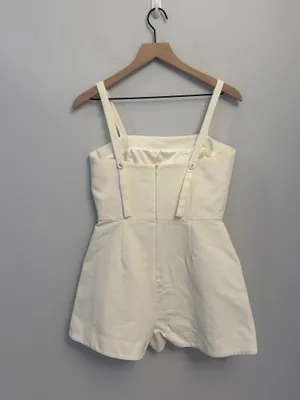 Alexis Arlington Cross Back Playsuit in Off White Large thumbnail 3