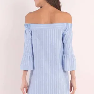 Tobi Dress Abby Striped Off Shoulder Dress in Light Blue Size M thumbnail 3