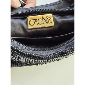 Vintage Cache Black Sequins Mini Crescent Purse Y2K 90s Whimsigoth Formal Witchy thumbnail 4