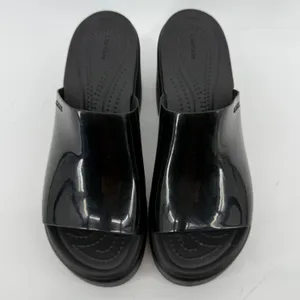 Crocs Brooklyn Slide Block High Shine Heel Sandals Black Women 7 Chunky Y2K thumbnail 2