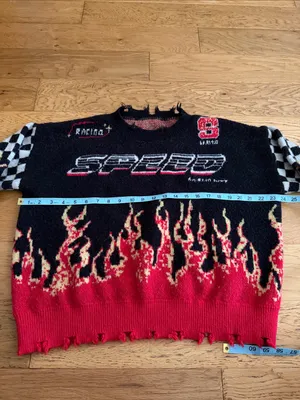 S - Unbranded - Women's Black & Red Racing Graphic Sweater oversized thumbnail 7