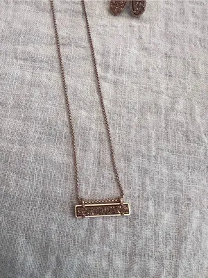 (SET) Kendra Scott Rose Gold Bar Druzy Necklace and Ellie Rose Druzy thumbnail 5