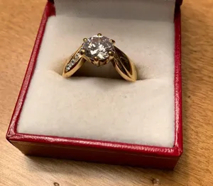 Gold & “diamond” engagement ring thumbnail 2