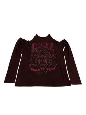 Affliction Long Sleeve Graphic Tee 'LIVE FAST' Rhinestones Y2K Grunge Mall Goth thumbnail 2
