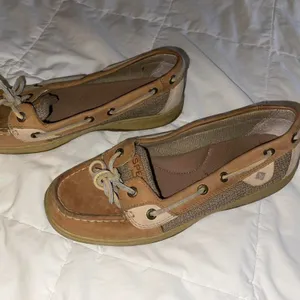 Tan and Cream Sperry Loafers - Size 8 thumbnail 2
