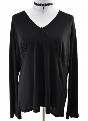 Central Park West Black Long Sleeve V-Neck Blouse Plus Size 2X thumbnail 1