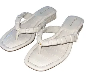 Circus NY By Sam Edelman Womens Croc Embossed Jacinda Flipflop Sandal Ivory Sz 7 thumbnail 1