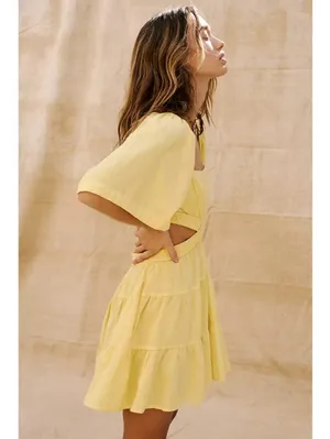 Free People Cross of Sunlight Lilac Cutout Tiered Mini Dress thumbnail 2