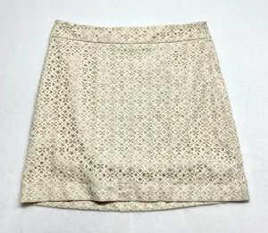 LOFT Floral Lace Mini Skirt Womens Size 10 Cream Ivory Boho Cotton‎ Blend A-Line thumbnail 1