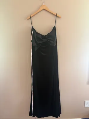 Lulus Dramatic Stunner Black Velvet Bow Strapless Maxi Dress Size XXL old money thumbnail 4