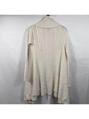 Ralph Lauren Sport Cable Knit Open Cardigan Sweater Women’s XS Cream thumbnail 6