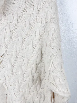 FREE PEOPLE For The Love Of Cables Knit Sweater Cream Turtleneck Sweater Dress thumbnail 8