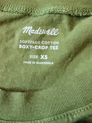 Madewell Softfade Cotton Boxy Crop Tee | XS | Olive Green thumbnail 3