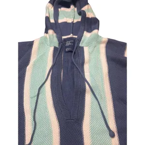 American Eagle Outfitters Striped Knit Hoodie Pullover Sweater Pocket Size M thumbnail 3