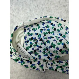 PacSun Swim‎ Womens Medium Blue White Berry Floral Twist Bandeau Bikini Top NWT thumbnail 5