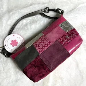 y2k Coach Vintage Pink Patchwork Demi Baguette Shoulder Bag Small Mini Purse thumbnail 2