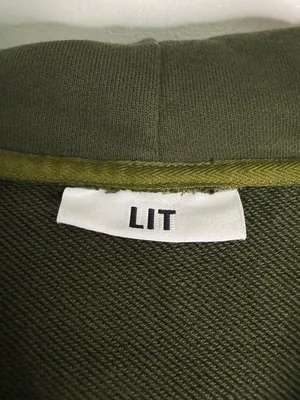 LIT Active Olive Green Zip Hoodie Oversized XL Cotton Tencel Sweatshirt thumbnail 2