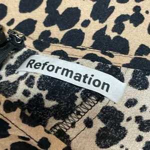 Reformation Layla Spotted Beige Black High Waist Flare Straight Midi Skirt Sz 8 thumbnail 4