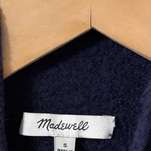 MADEWELL Merino Wool Ribbed Navy Long Sleeve Turtleneck Sweater Top thumbnail 6