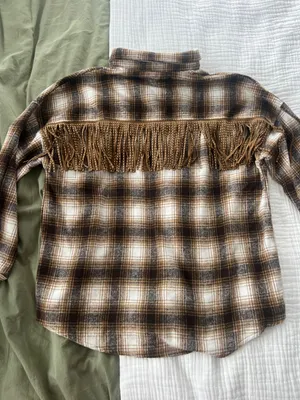 Boutique Studded Fringe Flannel thumbnail 4
