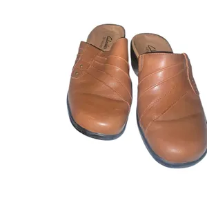 Clark’s Bendables Brown Leather Clog Slip on Mule Shoe comfortable size 5.5 thumbnail 3