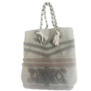 Artisan NY Woven Rope Handle Oversized Gray Boho Beach Tote Bag thumbnail 8