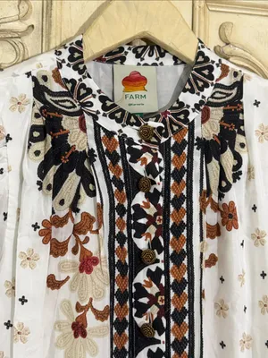 Farm Rio Boho floral-print cotton-blend long sleeves mini dress Size XSMALL thumbnail 7