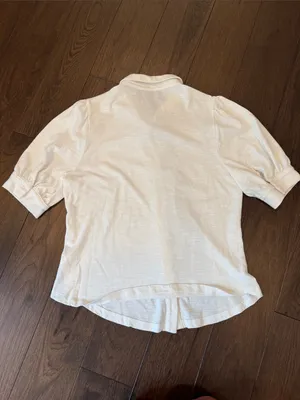 GAP Women’s White Button-Front Puff Sleeve Shirt Size Medium - C4-117 thumbnail 6