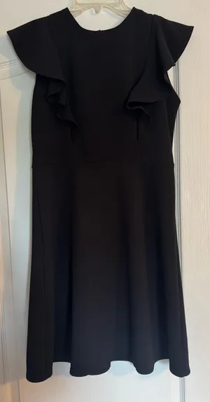 2hearts black dress with ruffle accent sleeve thumbnail 2