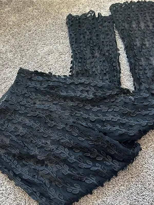 PrettyLittleThing Black Textured Flare Trousers thumbnail 3
