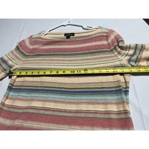 Ralph Lauren L Linen Blend Sweater 3/4 Sleeve Striped Multi Color L BOHO striped thumbnail 6