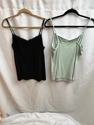 Heart & Hips Women’s XL Lace Trim Camisole Tank Tops Black Green Lot of 2 thumbnail 2
