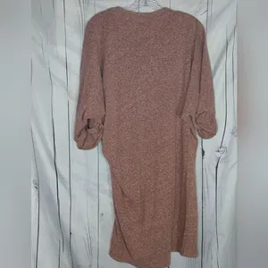 Free People Beach Heathered Dusty Pink Asymmeteical Loose Fit Boho Cover-Up thumbnail 2