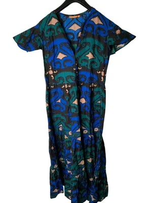 Oliphant Uzbek V-neck maxi dress geometric pattern women's size large thumbnail 3