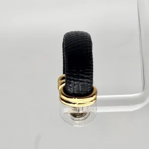 Joan Rivers Black Snakeskin Textured Hoop Earrings with Gold Accents thumbnail 2