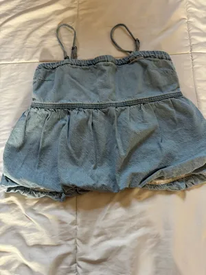 American Eagle Denim Bubble Tube Top thumbnail 2