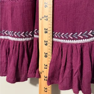 Free People Women’s Size S Sunrise Wanderer Mini Boho Embroidered Dress Plum thumbnail 6