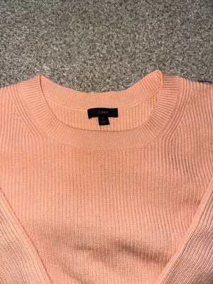J. Crew Women's Peach Ribbed Stretch Crewneck Sweater thumbnail 3