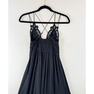 Free People Womens Dress Black Adella Mini Slip Strappy V Neck Flowy Fairy Small thumbnail 8