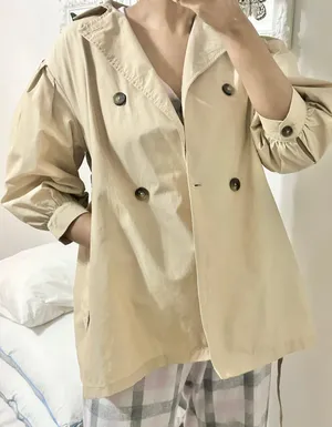 ZARA cropped quarter sleeve trench coat jacket thumbnail 1